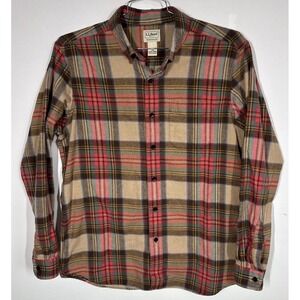 LL Bean Men's Traditional Fit Long Sleeve Plaid Flannel Button Down Shirt Size L